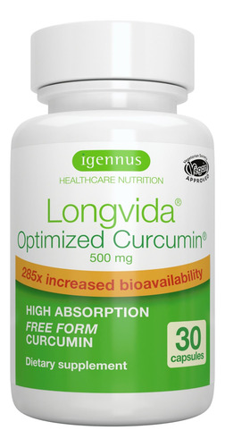 Longvida Optimized Curcumin Supplement 500 Mg - 285x More Bi