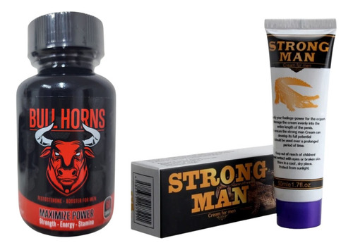 Bull Horns + Strong Man Crema Viagra Natural Testosterona 