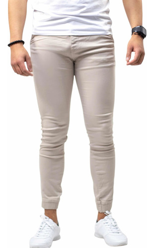 Pantalón Jogger Skinny Casual De Gabardina Strech Hombre