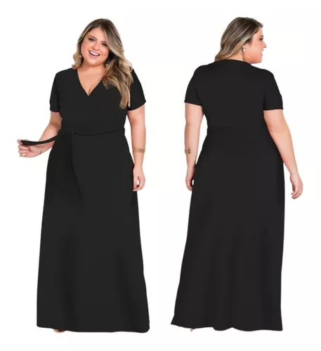 Mifil Roupas Femininas  Vestido Longo Transpassado Plus Size 1767