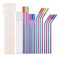 Comprar 37x Popotes Pajitas De Metal De Acero Inoxidable Y Cepillos