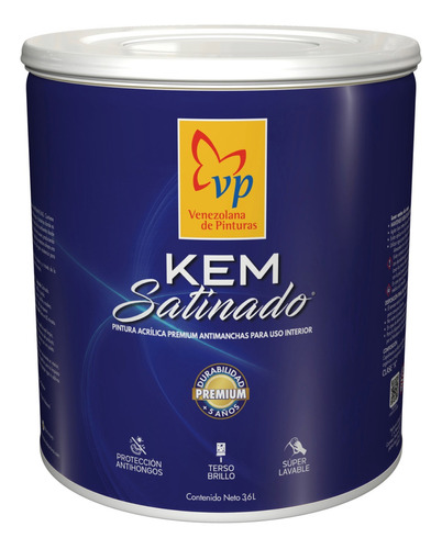 Pintura Vp Kem Satinado Blanco Intenso Galón 