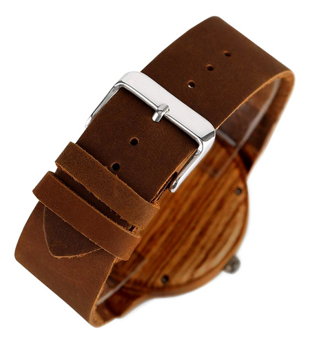 Imagen 5 de 10 de Reloj Para Hombre Madera Y Corcho Con Bisel Grabado