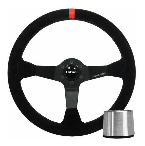 Volante Esportivo Lotse Wrc Camurça Preto + Cubo Gol Saveiro