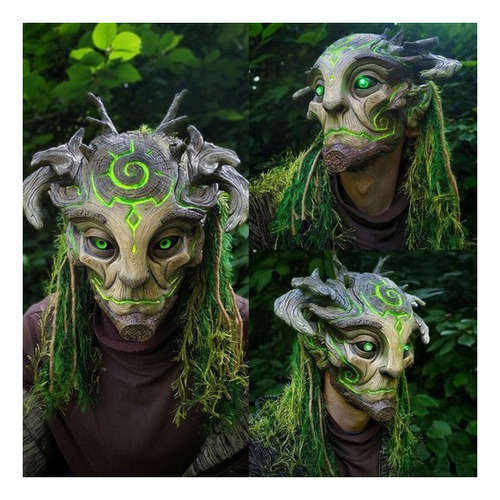 Forest Green Elf Realistic Mask Costume Party Cospl