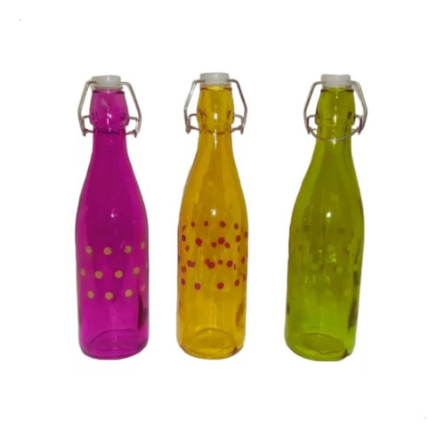 Botella Vidrio Cocina Vintage 27cm Colores