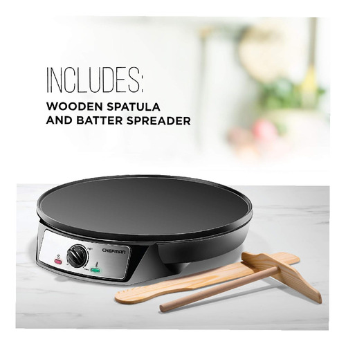 Crepera Antiadherente Chefman Rj33-c-mx 12 Pulgadas Negro