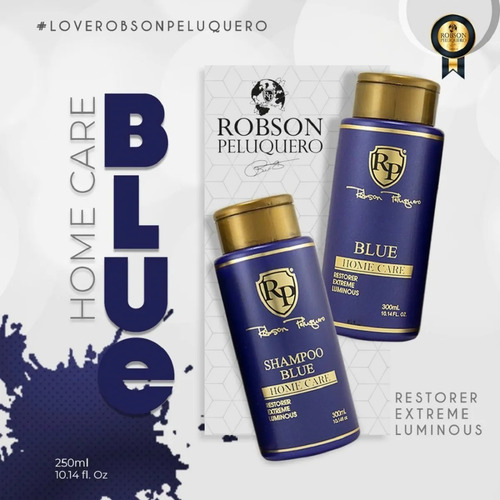 Imagen 3 de 3 de Kit Rp Matizador Robson Pelu Blue Shampoo300ml + Máscara
