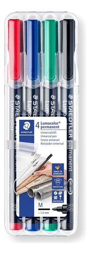 4 Marcadores Plumones Permanente Staedtler Lumocolor M