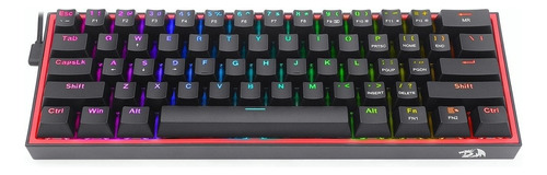 Teclado Gamer Redragon Fizz K617 Qwerty Red Inglês Us Cor Pr