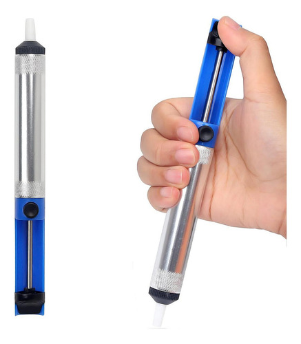 Bomba Desoldadora, Mxeay-003, 3pzas, Extractor Manual De Sol Color Plata/Azul