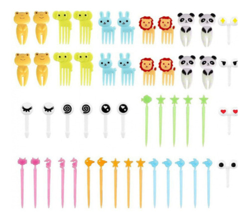 50 Peças De Garfo De Frutas Home Cartoon, Lindo Conjunto De