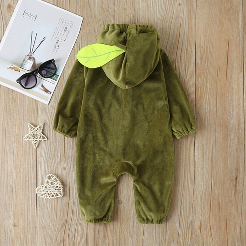 Body De Manga Larga Con Capucha De Aguacate Para Niños