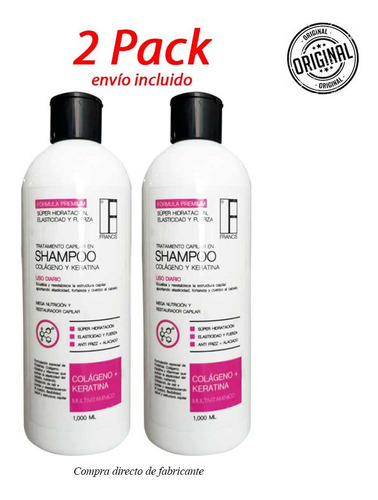 2 Pack Shampoo Colágeno + Keratina Nutrición Capilar