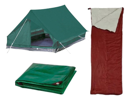 Combo Kit Para Camping: Lona + Carpa + Sobre Saco De Dormir