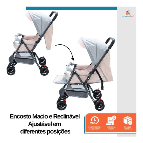 Carrinho De Bebê Passeio Reversível 15kg Compacto E Leve
