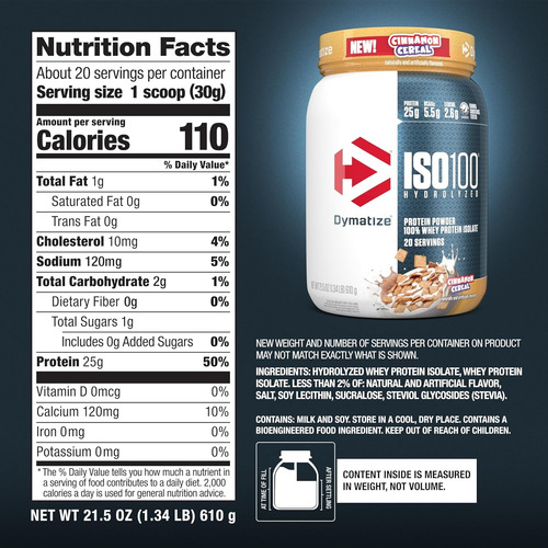 Dymatize Iso 100 Cinnamon Cereal 1.3 Lb Cereal De Canela
