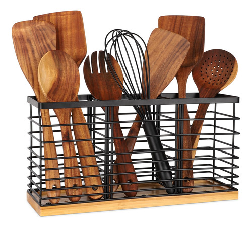 Tacgea Soporte Para Utensilio Cocina Organizador Base Madera