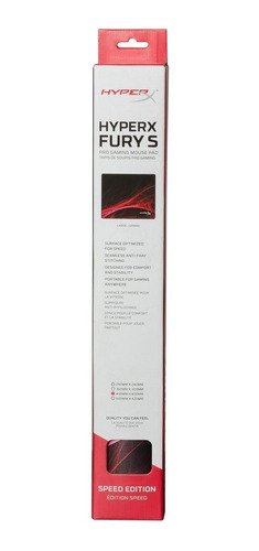 Imagen 4 de 4 de Mouse Pad gamer HyperX Speed Edition Fury S Pro de caucho y tela l 400mm x 450mm x 4mm negro/rojo