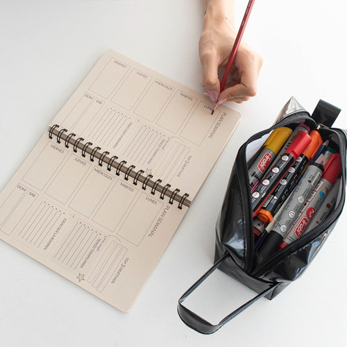 Imagen 5 de 10 de Combo Cuaderno Agenda Artesanal A5 + Cartuchera Impermeable