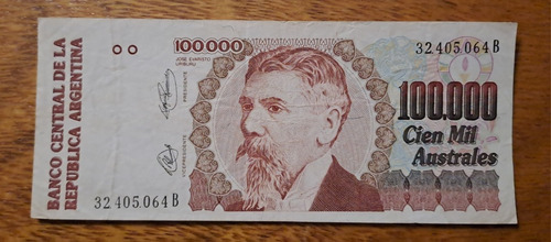 Bottero N 2895 Billete 100.000 Australes.  Ojos Abiertos 