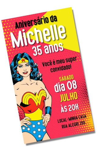 Convite Mulher-maravilha Adulto Feminino Digital Virtual E55