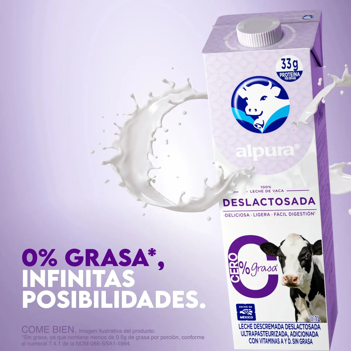 Pack X12 Leche Deslactosada 0% Grasa 12l Alpura