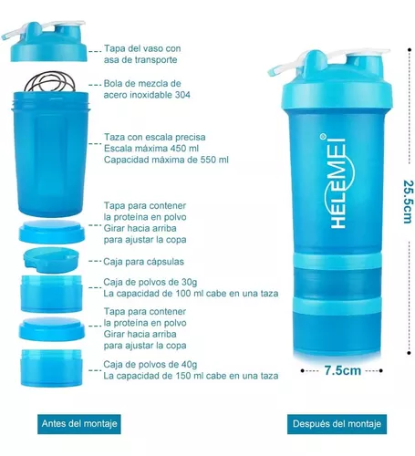 Deportes :: Fitness :: Vaso agitador hermético para proteína y bebidas 700  ml - Tapa bicolor