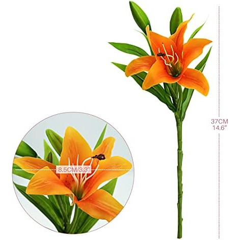 Minyulua 8 Piezas De Flores Artificiales De Lirio Naranja De