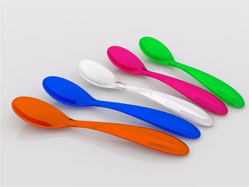 Imagen 5 de 9 de 200 Cucharas + 200 Untadores Plástico Acrílico Pastel Oferta