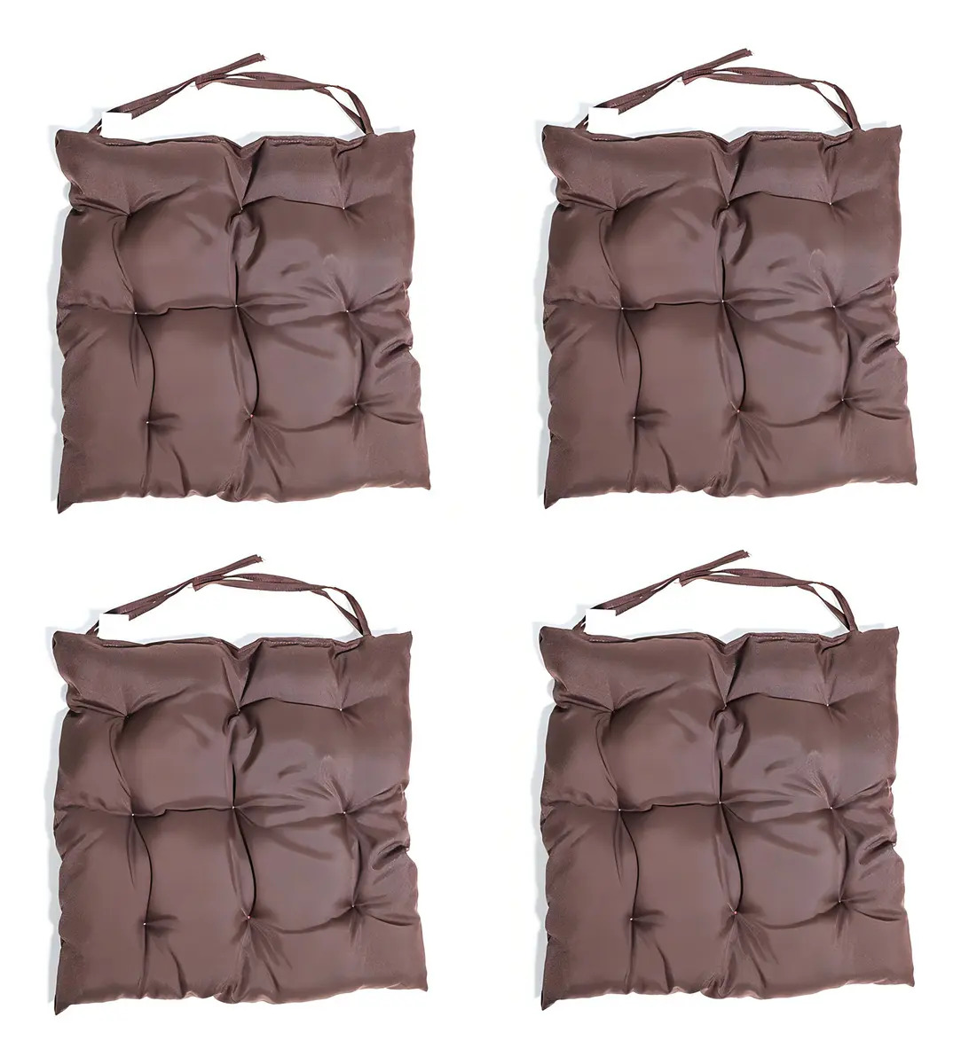 Kit 4 Almofadas Futon 40x40 Marrom Assento P/ Cadeira Cheia Desenho Do Tecido Liso