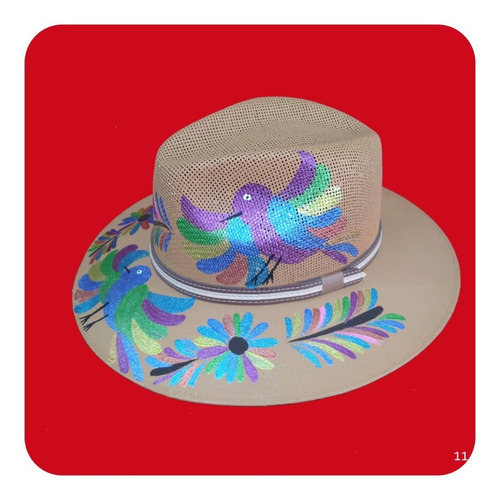 Imagen 6 de 6 de Elegante Sombrero Artesanal Pintado A Mano Varios Modelos 2