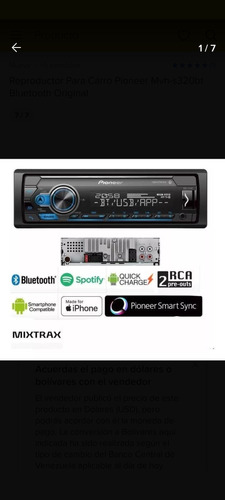 Reproductor Para Carro Pioneer Mvh-s320bt Bluetooth Original