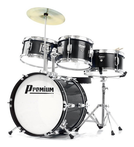 Bateria Premium Dx35j Bk Preta Infantil 4 Pecas