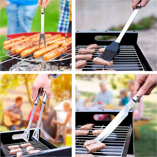 Imagen 4 de 6 de Juego Asador 5 Piezas Parrilla Barbacoa Tenedor Pinza