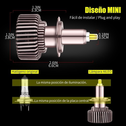 Alta Potencia H7 Canbus Faros Bombilla 360 Grados Automoción