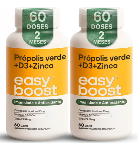 Extrato De Própolis Verde D3 Zinco Easy Boost 120caps Kit 2x