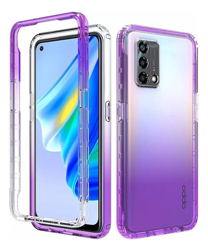 Funda 2 En 1 Uso Rudo For Modelos Oppo Bicolor Transparente
