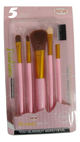 Set 5 Brochas Maquillaje Mujer Belleza Makeup Sombras Ojos