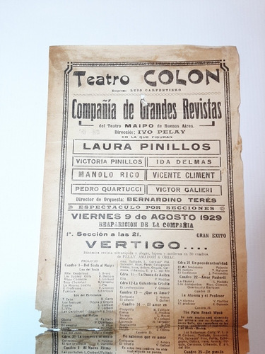 Afiche Original Rosario 1929 Teatro Revistas Ro 1355