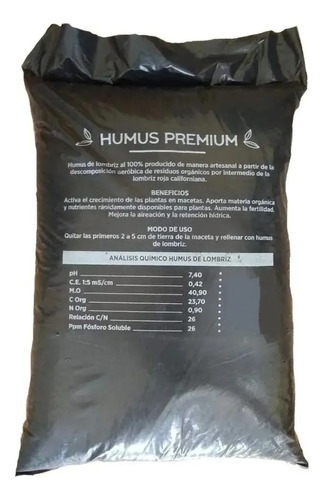 Humus Premium 100 % Lombriz Californiana 25 Litros Cogoshop