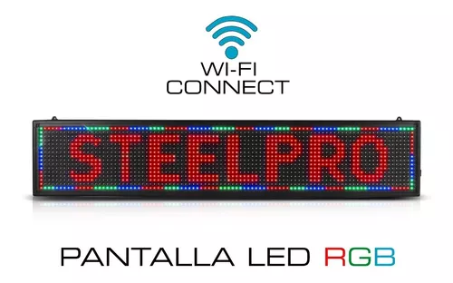 Cartel Luminoso Led Wifi Programable Rojo Mensaje 20x100cm