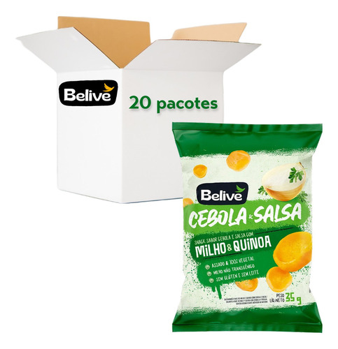 Snacks De Milho Belive Sabor Cebola E Salsa 35g (20 Pacotes)