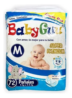 Pañales Para Bebé Mediana Babyguu Talla M Premium 72 Unid.