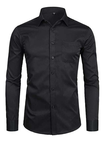 Camisa Unicolor Lisa Formal Manga Larga Hombre Talla Grande