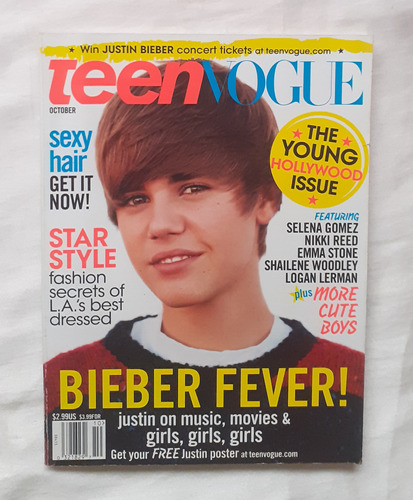Justin Bieber Revista Teen Vogue En Ingles Año 2010 Oferta