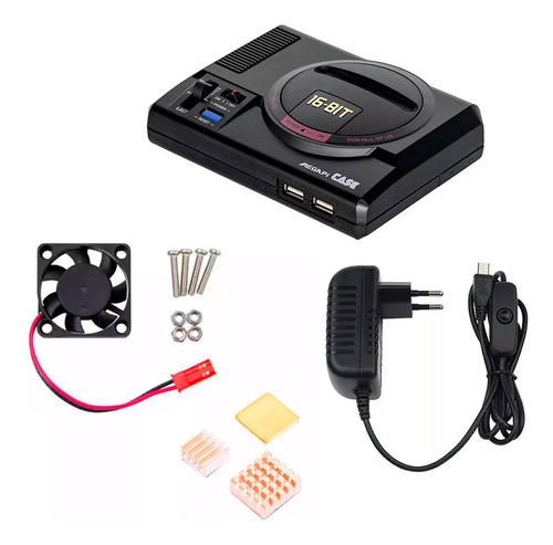 Case Retroflag® Megapi + Fonte, Cooler Para Raspberry Pi 3