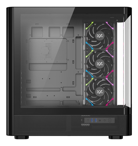 Gabinete Xyz Quantum Black Panoramic 4 Fans Controller Curved 2d Glass Usb C