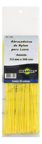Abracadeira Nylon Brasfort Amarela 2,5x200 50 Pecas  7296