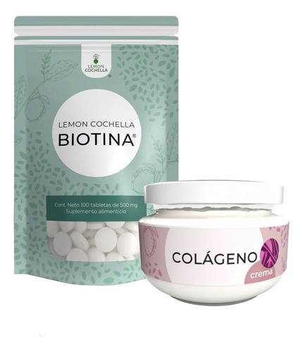 Pack 1 Biotina Lemon + 1 Crema Ácido Hialurónico - Colágeno Sabor Sin Sabor